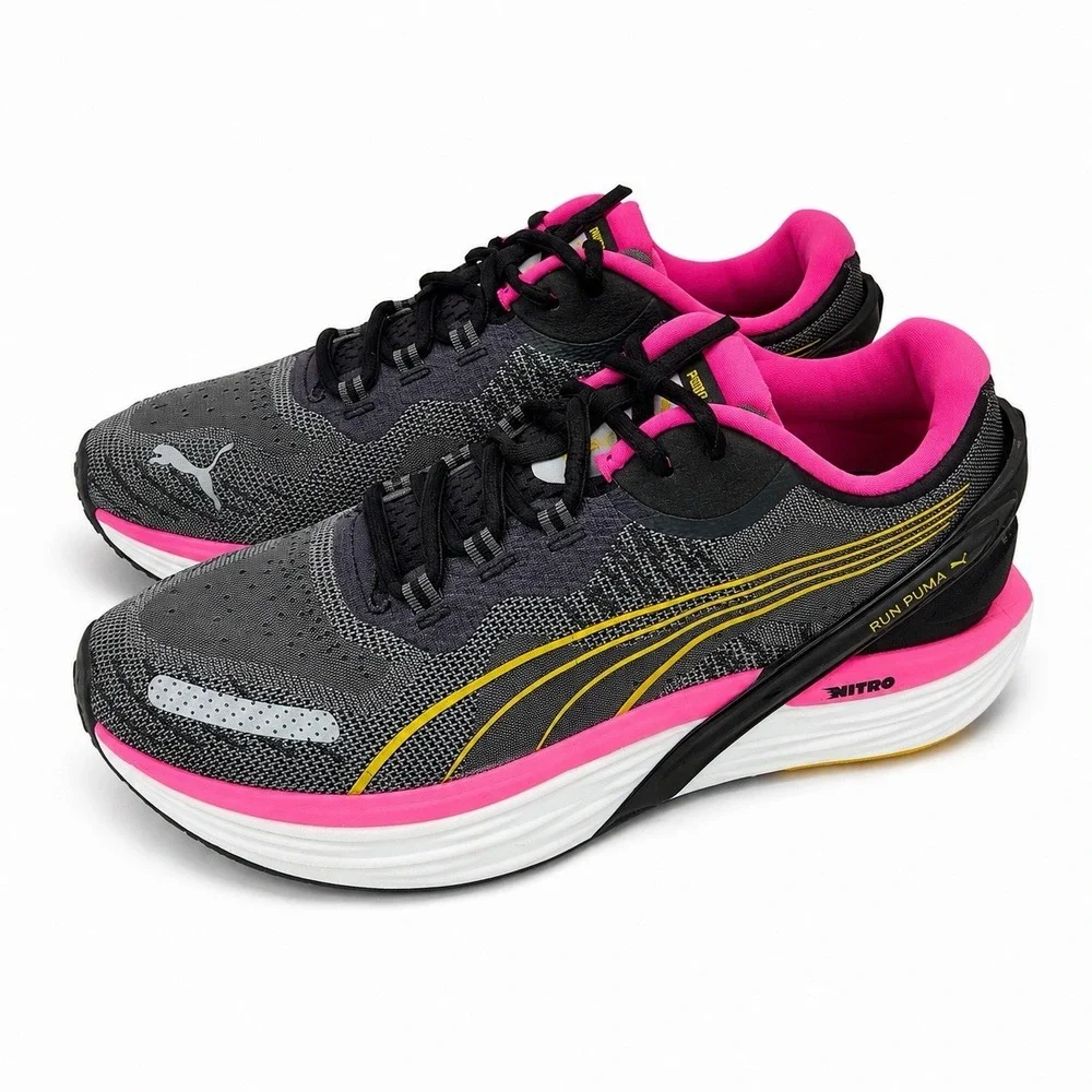 Puma Run XX Nitro Black Pink Trainers 376171-13 Women's Size 9.5 Running Shoes